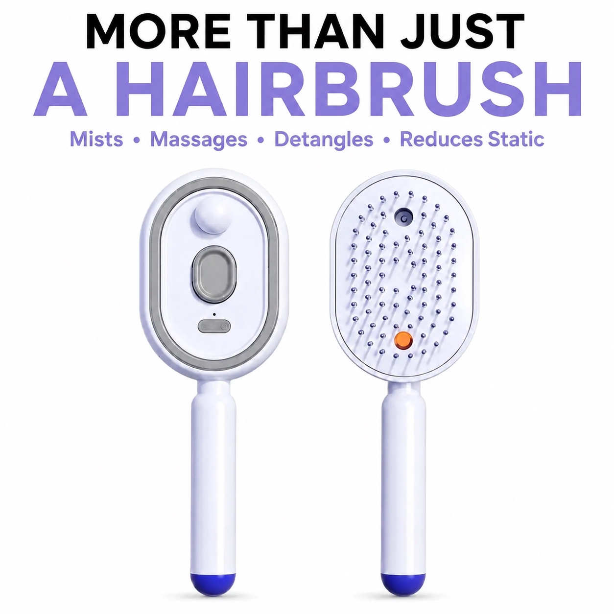 Front and back views of the rechargeable Electric Spray Air Cushion Comb